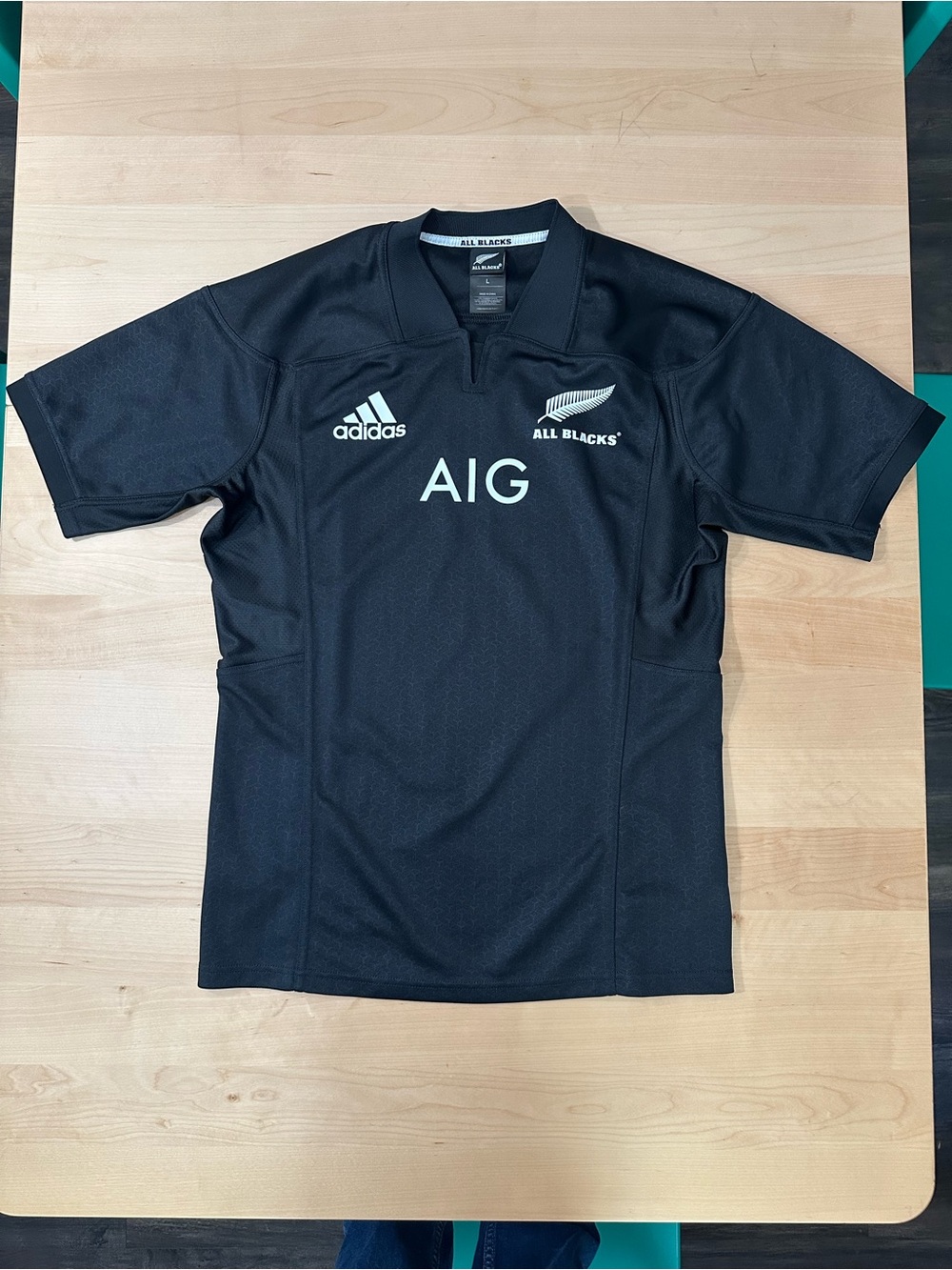 adidas All Blacks Black Rugby Jersey with White Logos